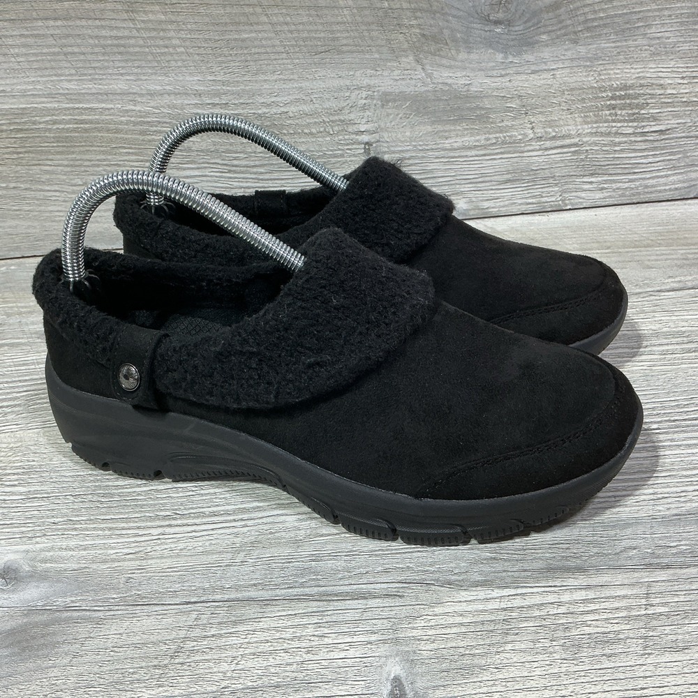 Skechers Relaxed Fit Easy Going-Good Duo Black Faux Fur Comfort Shoes Women's 9